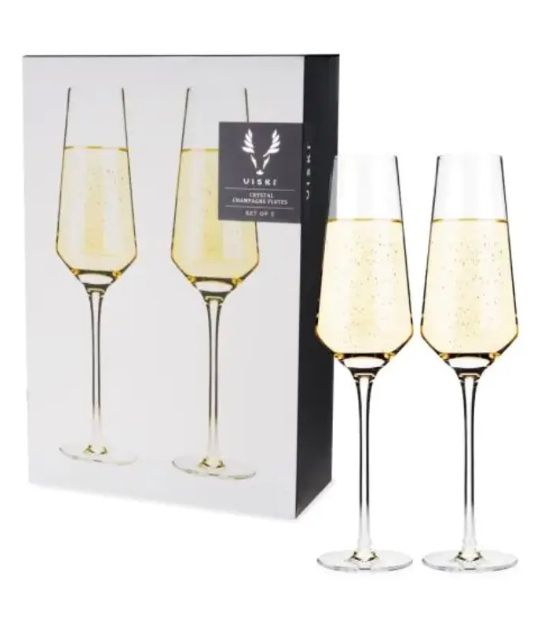 Viski Crystal Champagne Flutes Set of 2