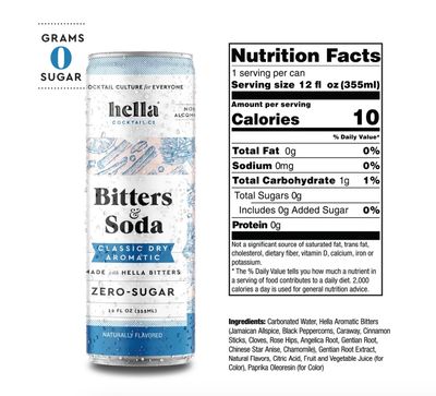 Hella Bitters &amp; Soda Classic Dry Aromatic *Zero Sugar* · 4-Pack