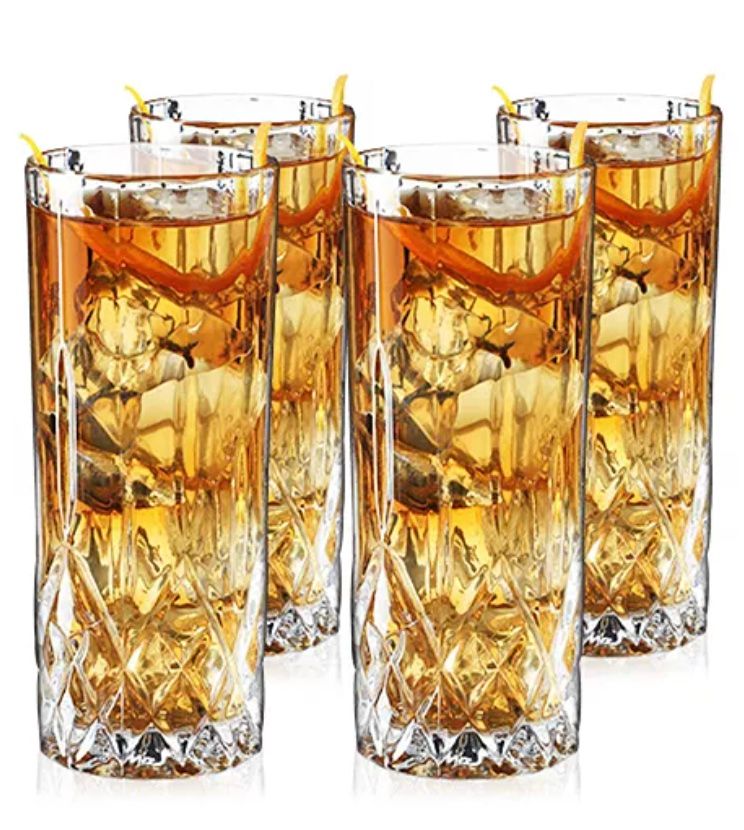 Viski Admiral Crystal Highball Glasses Set of 4