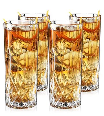 Viski Admiral Crystal Highball Glasses Set of 4