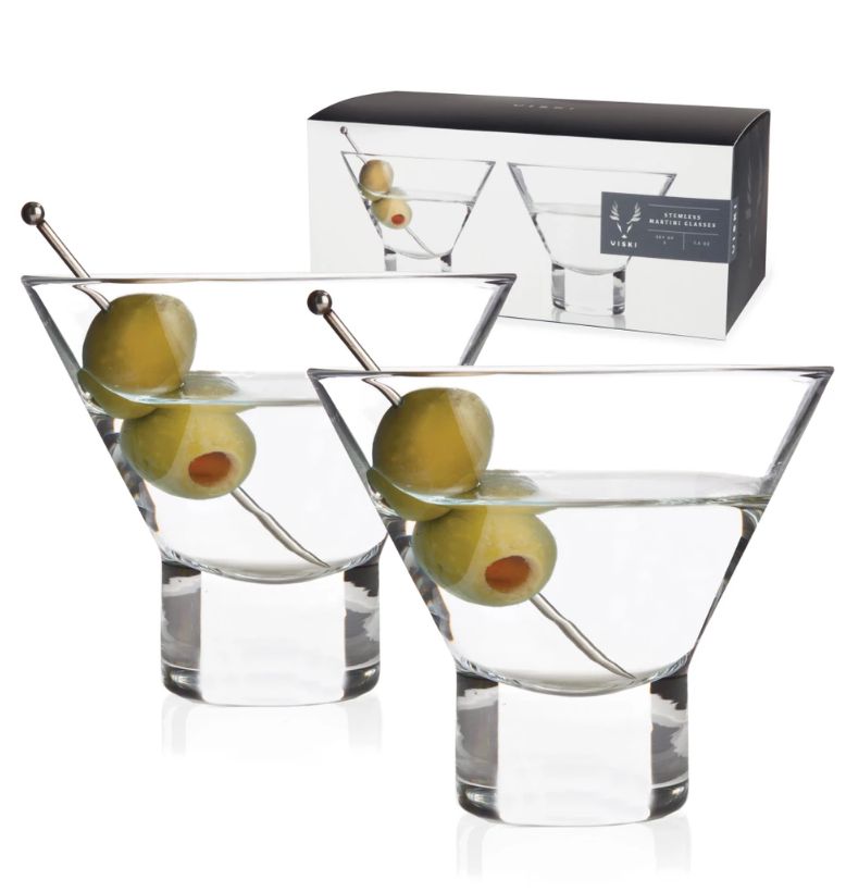Viski Raye Crystal Heavy Base Martini Glass set of 2