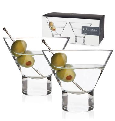 Viski Raye Crystal Heavy Base Martini Glass set of 2