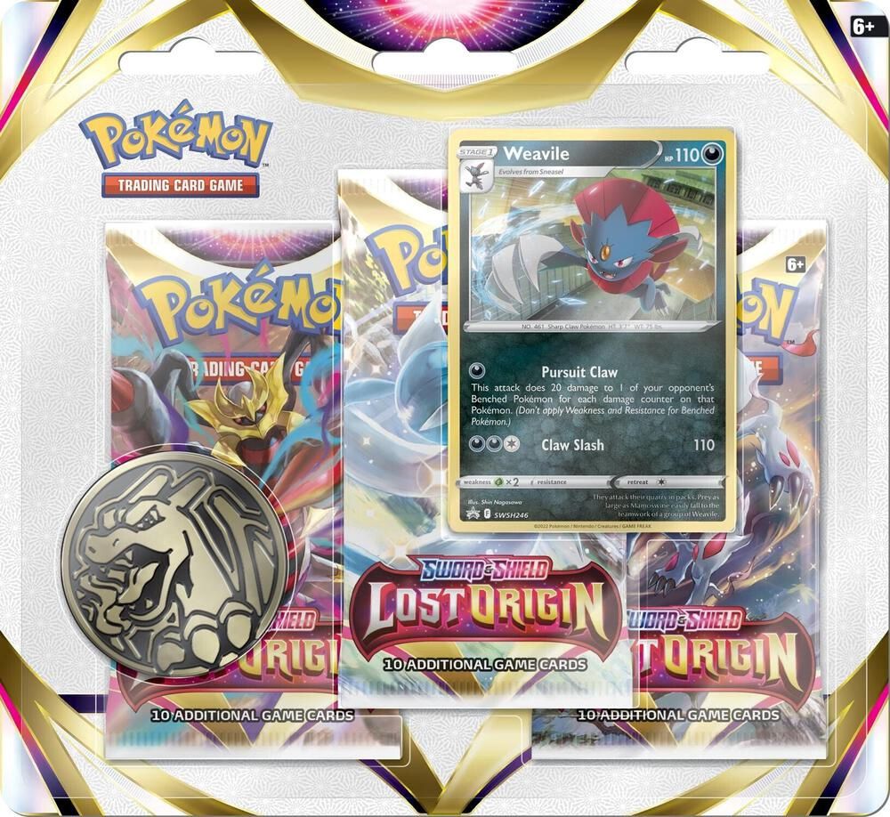 Pokemon Lost Origin | THREE PACK BLISTER [Weavile] SWSH11