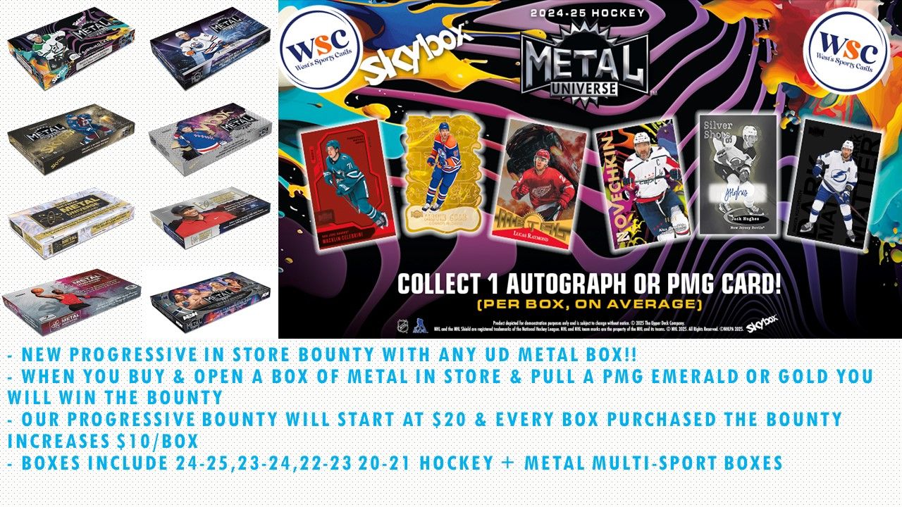 2024-25 Upper Deck Skybox Metal Universe Hockey Hobby Box (1 FREE OVERTIME HOCKEY PACK 24/25 PER BOX)