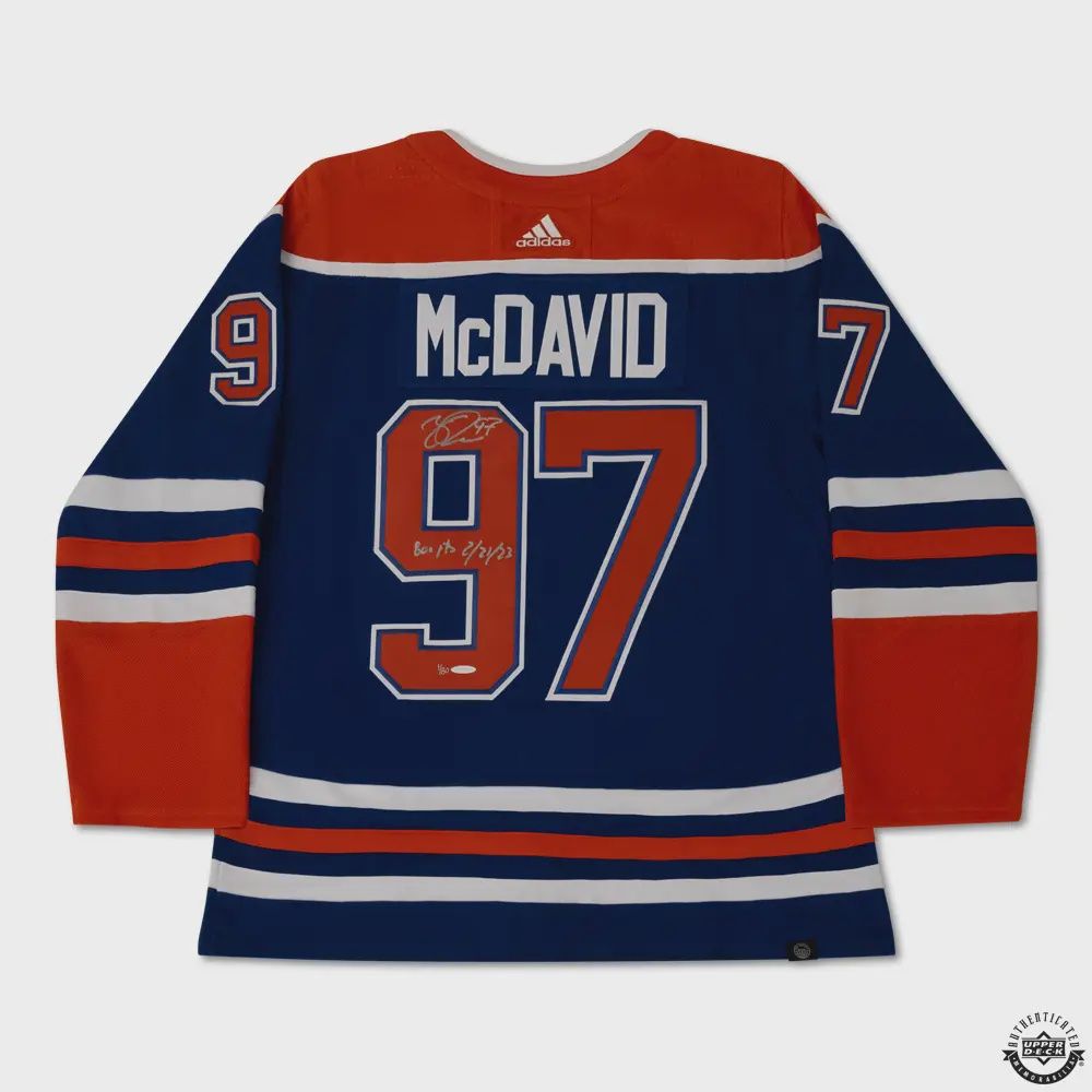 Connor McDavid Autographed &amp; Inscribed &quot;800 PTS 2/21/23&quot; Royal Blue Adidas Edmonton Oilers Jersey