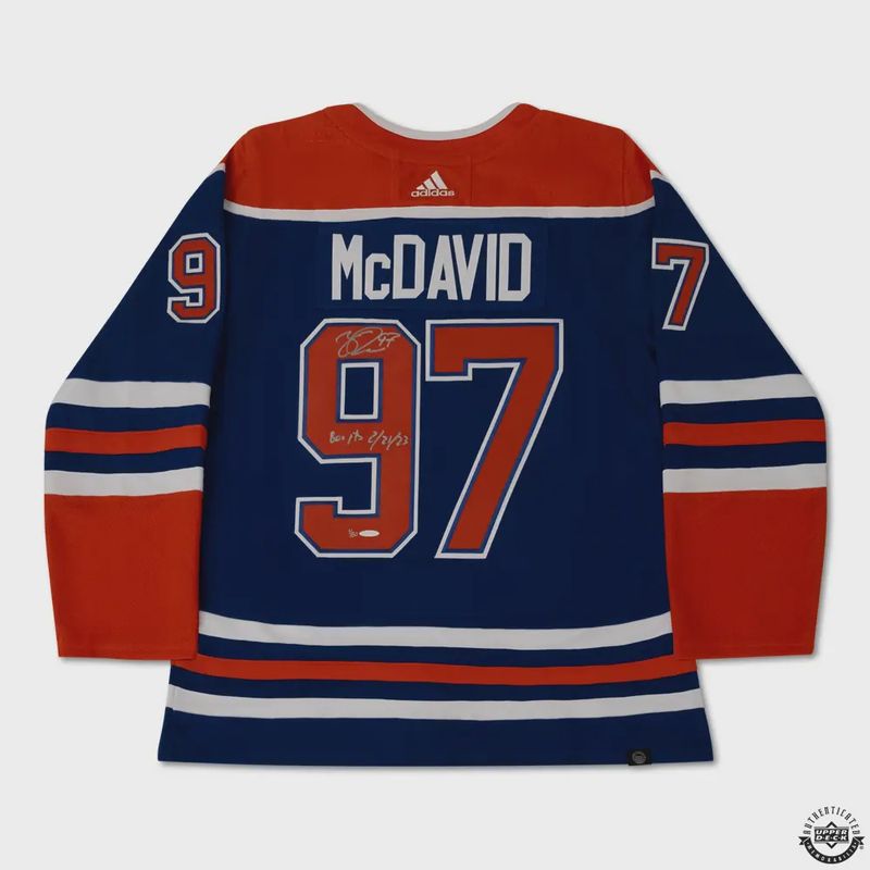 Connor McDavid Autographed &amp; Inscribed &quot;800 PTS 2/21/23&quot; Royal Blue Adidas Edmonton Oilers Jersey