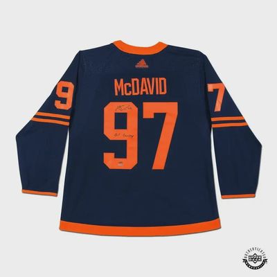 Connor McDavid Autographed &amp; Inscribed [OIL COUNTRY] Authentic Navy Adidas Edmonton Oilers Alternate Jersey /97