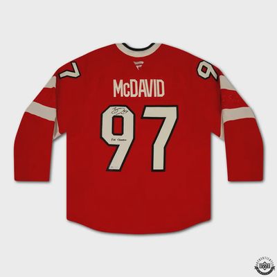 Connor McDavid Autographed &amp; Inscribed “FOR CANADA” Authentic 4 Nations Faceoff Red Team Canada Jersey /25