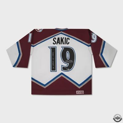 Joe Sakic Autographed and Inscribed &quot;01 Stanley Cup Champs&quot;Colorado Avalanche Home CCM Jersey