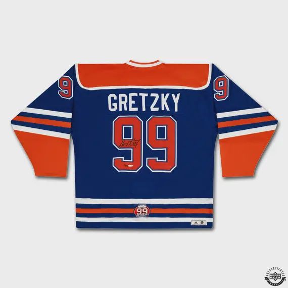 Wayne Gretzky Autographed Edmonton Oilers “Heroes of Hockey” Blue Adidas Jersey with 40th Anniversary Patch /99