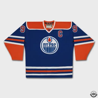 Wayne Gretzky Autographed Edmonton Oilers “Heroes of Hockey” Blue Adidas Jersey with 40th Anniversary Patch /99