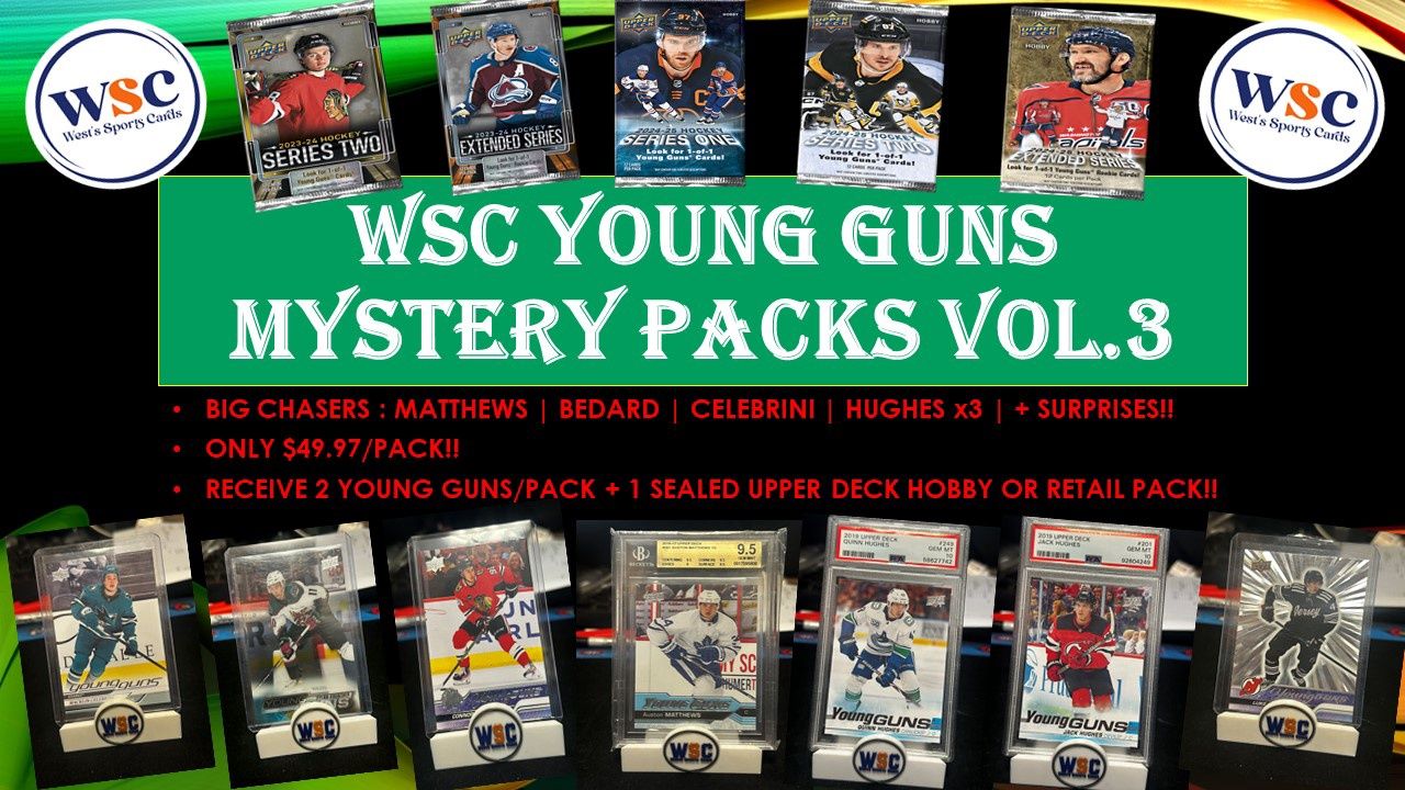 WSC Mystery Packs | YOUNG GUNS EDITION VOL.3 ** 2 YG CARDS + 1 SEALED UD HOCKEY PACK / MYSTERY PACK !