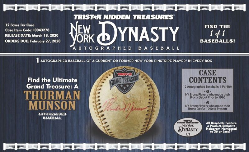 2020 Tristar Hidden Treasures | New York Yankees Dynasty Autographed Baseball Factory Sealed Box
