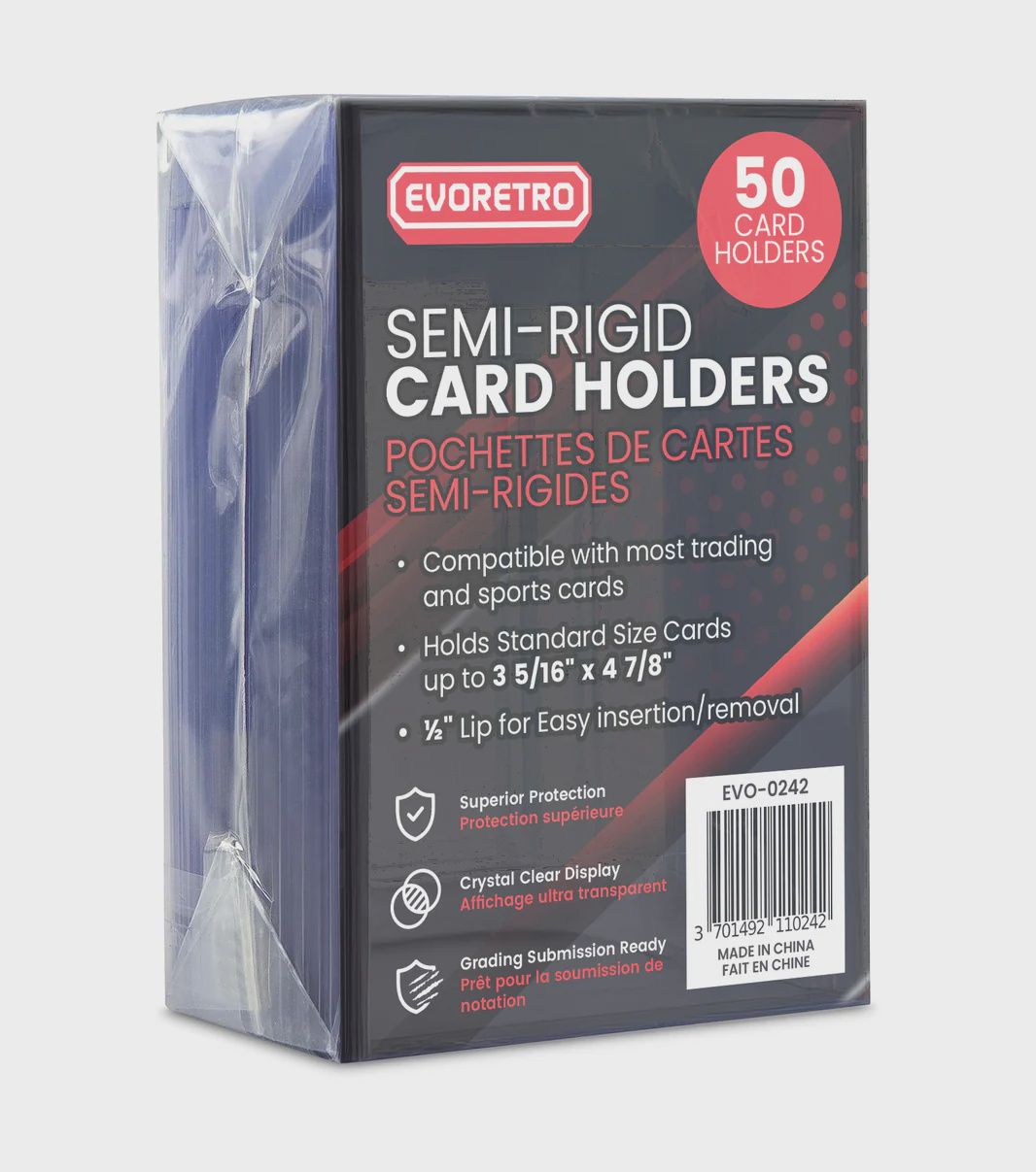Evoretro Semi-Rigid Card Holders Pack of 50