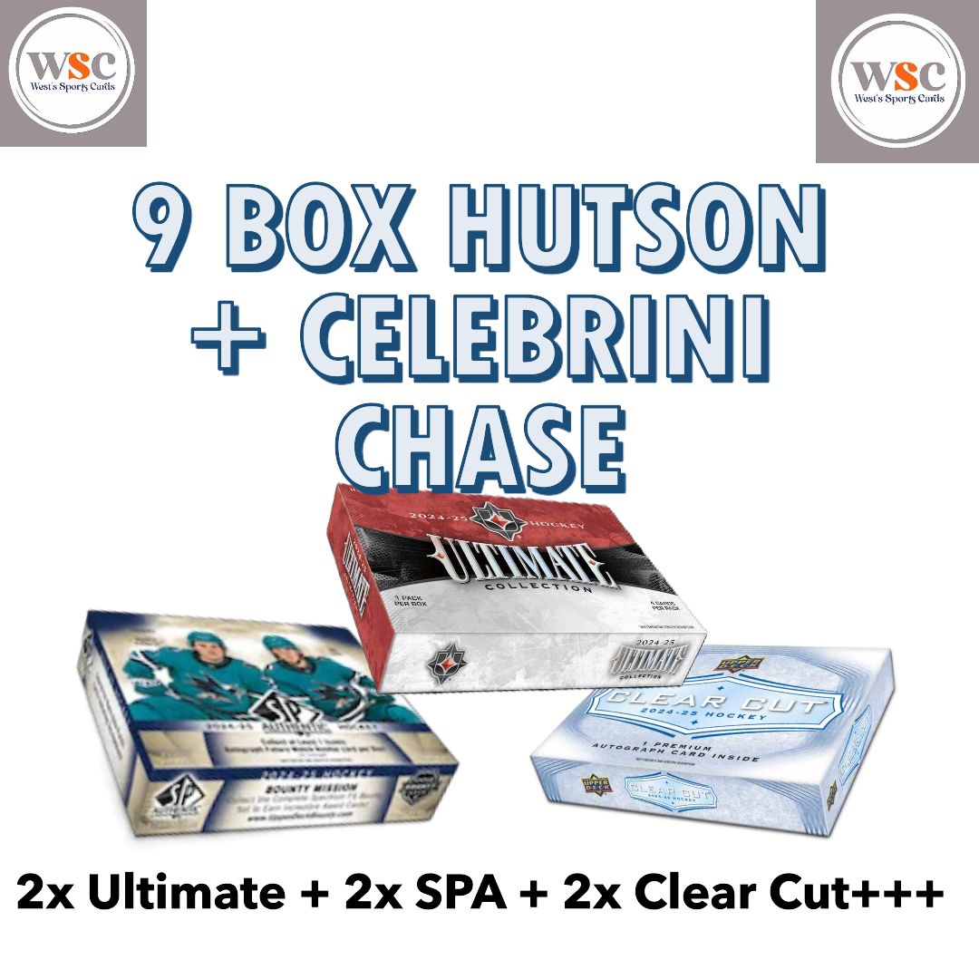 Break #5122 INSANE 9 Box Mixer |  HUTSON + CELEBRINI HUNT 2x Ultimate + 2x SPA + 2x Clear Cut +++ *Team Random* ANY 1/1 BOUNTY AT $1600