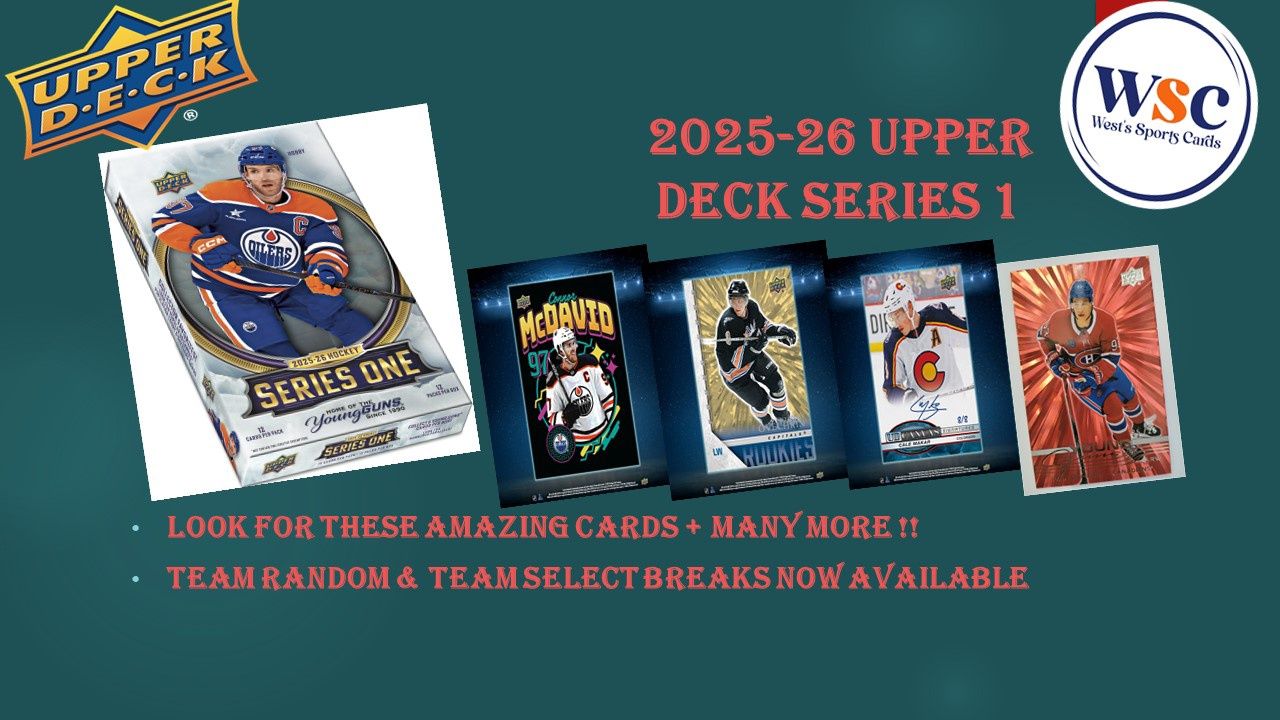 Break #5129 | 4 BOXES [DOUBLE UP] 2025-26 UPPER DECK SERIES 1 HOCKEY ** TEAM RANDOM ** BOUNTY AT $125