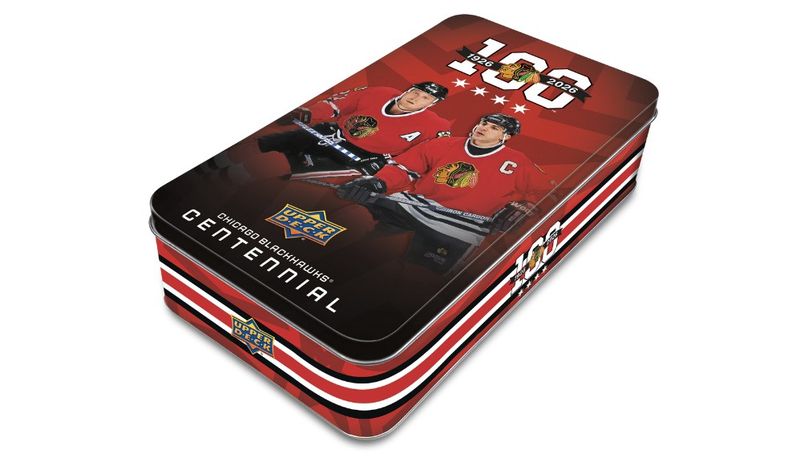 2025-26 Upper Deck Chicago Blackhawks Centennial Hockey Hobby Box Tin