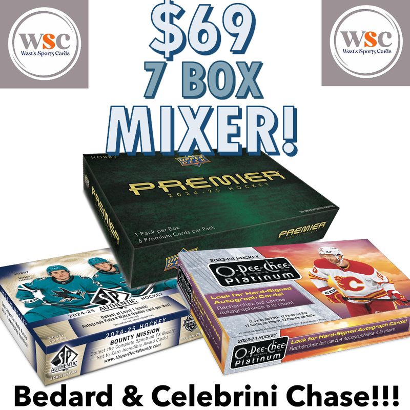 Break #5213 - 7 BOX BEDARD &amp; CELEBRINI HUNT | 2025 Premier + 2024 OPC Platinum + 2025 SPA + 2024 Clear Cut++ *Team Random* ANY 1/1 BOUNTY AT $650