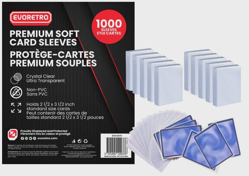 EVORETRO Premium Soft Card Sleeves - Pack of 1000
