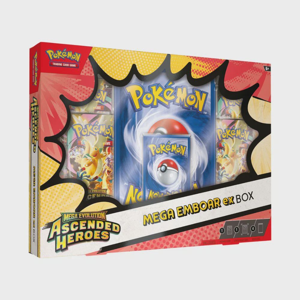 Pokemon Mega Evolution Ascended Heroes Mega Meganium/Emboar/Feraligatr EX Box, Style: Mega Emboar Ex