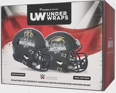 2026 Fanatics Under Wraps Wrestlemania 42 Autograph WWE Mini Helmet Box