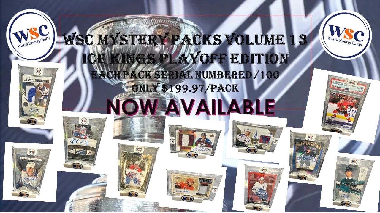 WSC MYSTERY PACKS | ICE KINGS PLAYOFF EDITION  VOL.13 | 1 AUTO/PATCH/GRADED CARD/PACK ** GRETZKY-McDAVID-ORR-HOWE-ROY-MATTHEWS +++ $199.97/PACK!