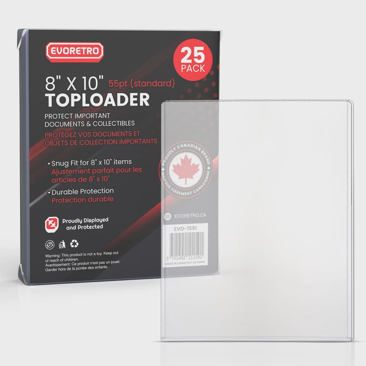 EVORETRO Hard Plastic Toploaders for Photos 8x10 Pack of 25