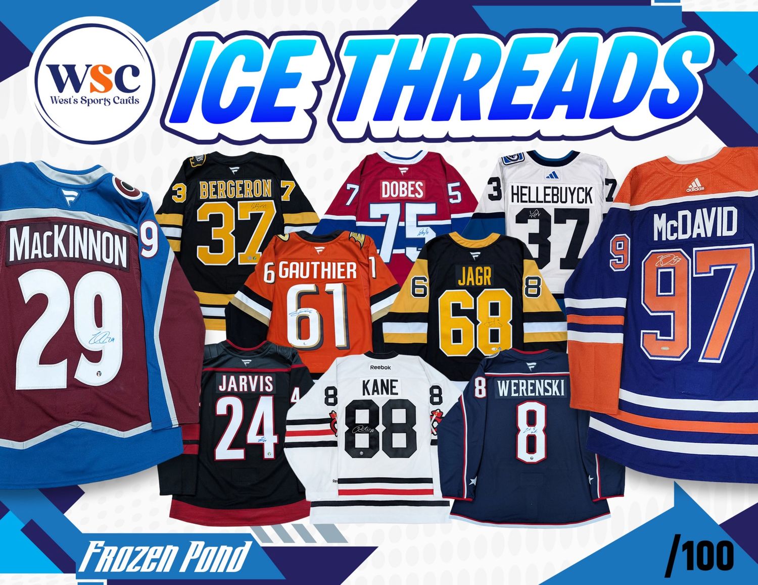 Break #5245 | WSC ICE THREADS JERSEY MYSTERY BOX /100 | TEAM RANDOM... TRIPLE UP McDAVID JAGR MACKINNON GAUTHIER MISA+