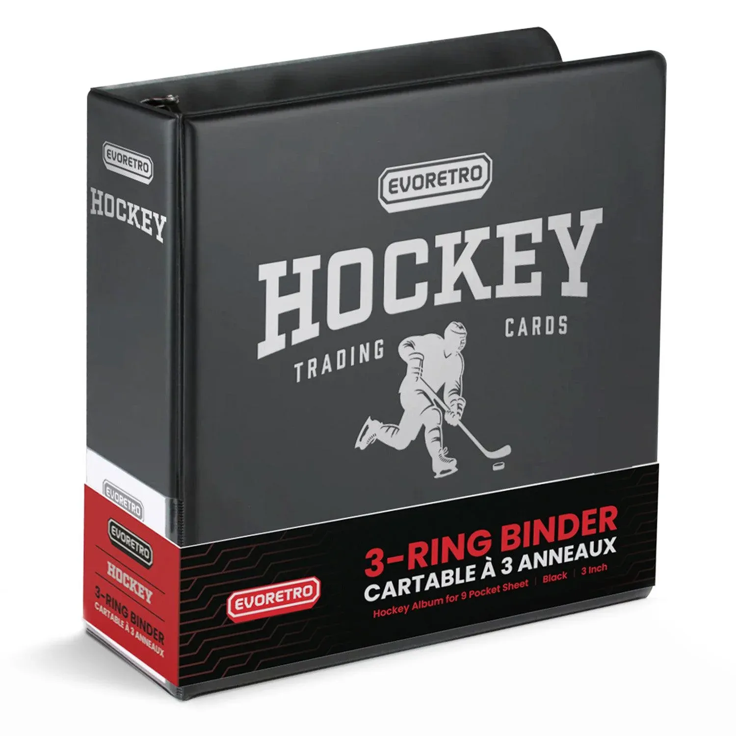 EVORETRO 3-Inch Trading Card Ring Binder | Hockey Album Black