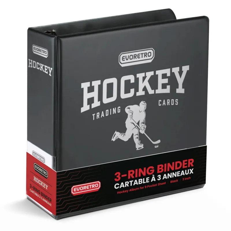 EVORETRO 3-Inch Trading Card Ring Binder | Hockey Album Black