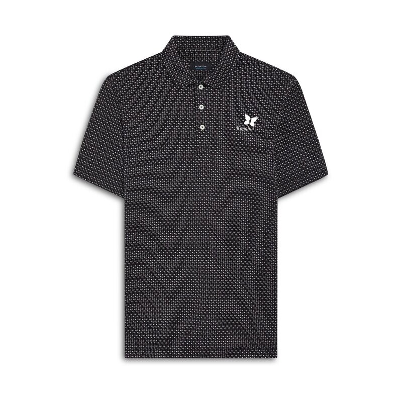 BUGATCHI PALM TREE POLO, Color: BLACK, Size: S, Season: -