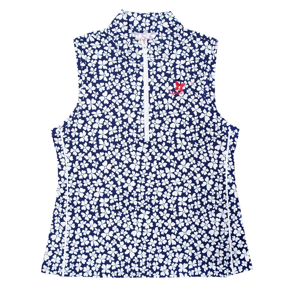 KINONA LADIES SLEEVELESS HIBISCUS POLO