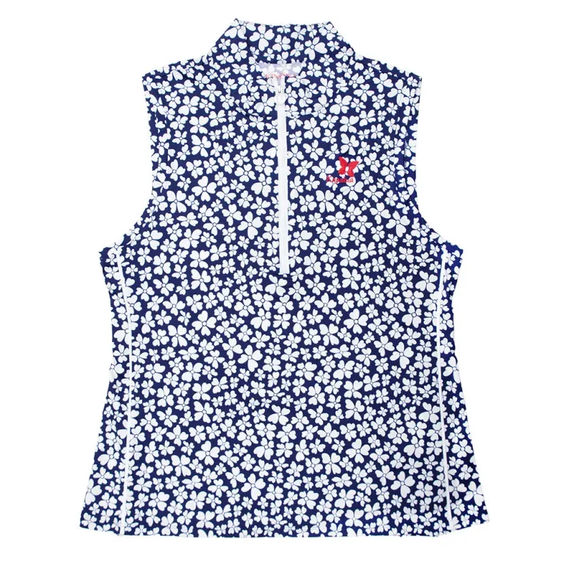 KINONA LADIES SLEEVELESS HIBISCUS POLO