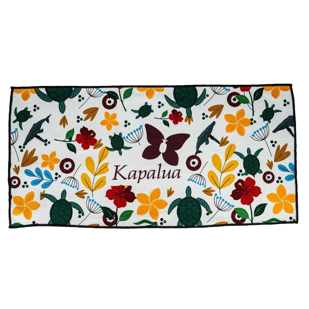 KAPALUA WAFFLE MAROON FLORAL TOWEL