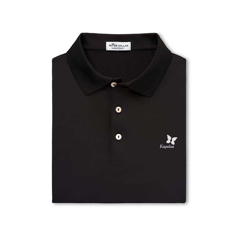 PETER MILLAR SOLID JERSEY POLO, Color: BLACK, Size: L