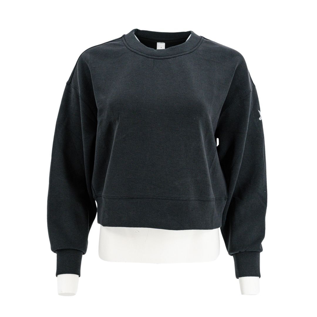 LULULEMON SOFTSTREME PERFECTLY OVERSIZED CROPPED CREW, Size: 6, Color: BLACK