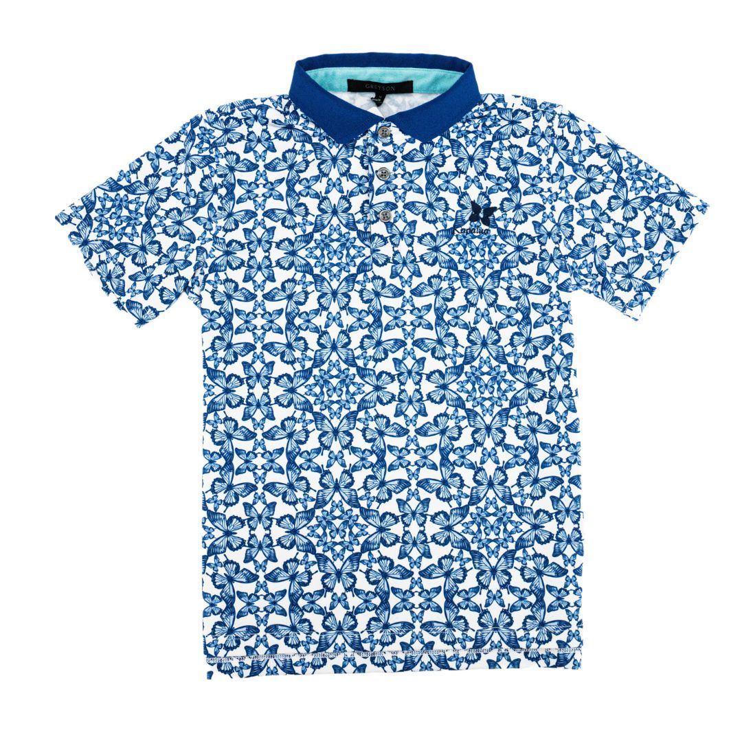 GREYSON X KAPALUA YOUTH BLUE MIGRATION POLO