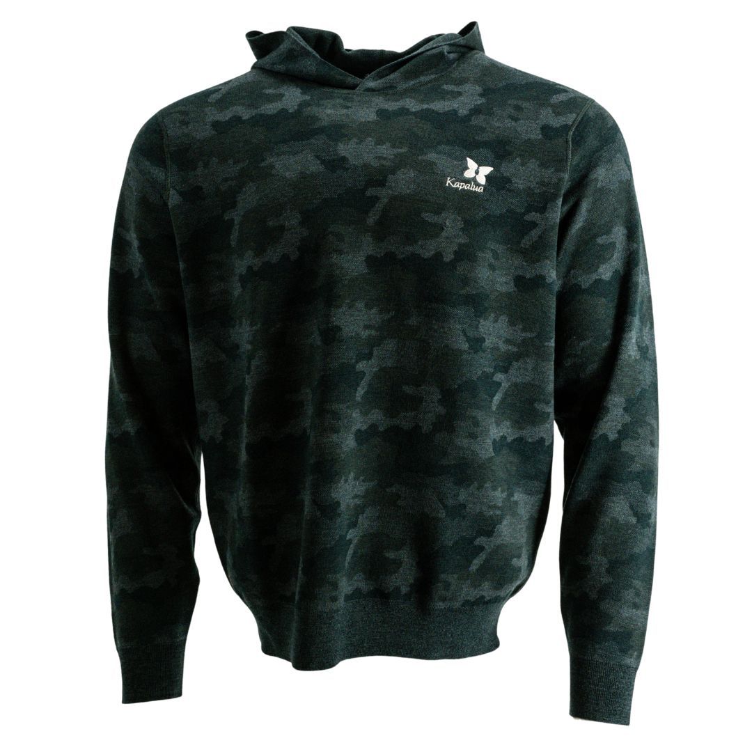 PETER MILLAR CAMO POPOVER HOODIE, Color: DEEP VERDANT, Size: L