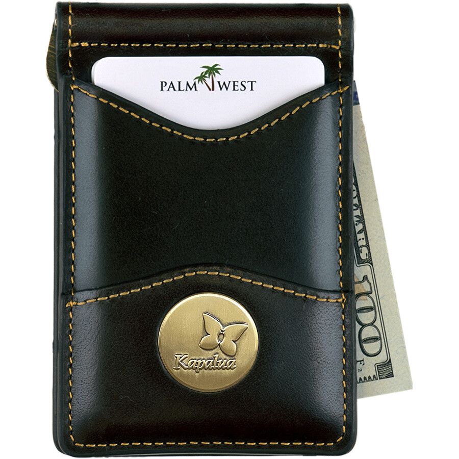 KAPALUA LEATHER MONEY CLIP, Color: BLACK