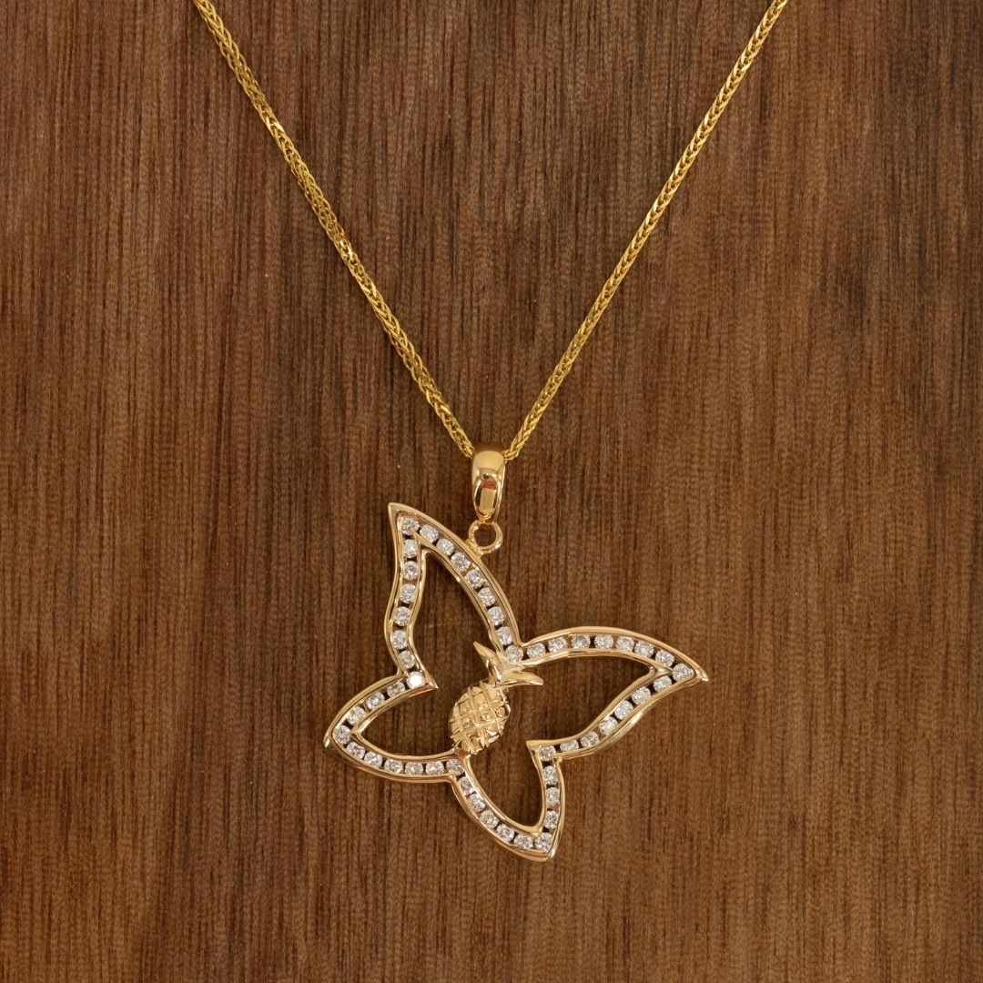 DENNY WONG 14K YELLOW GOLD DIAMOND KAPALUA PENDANT