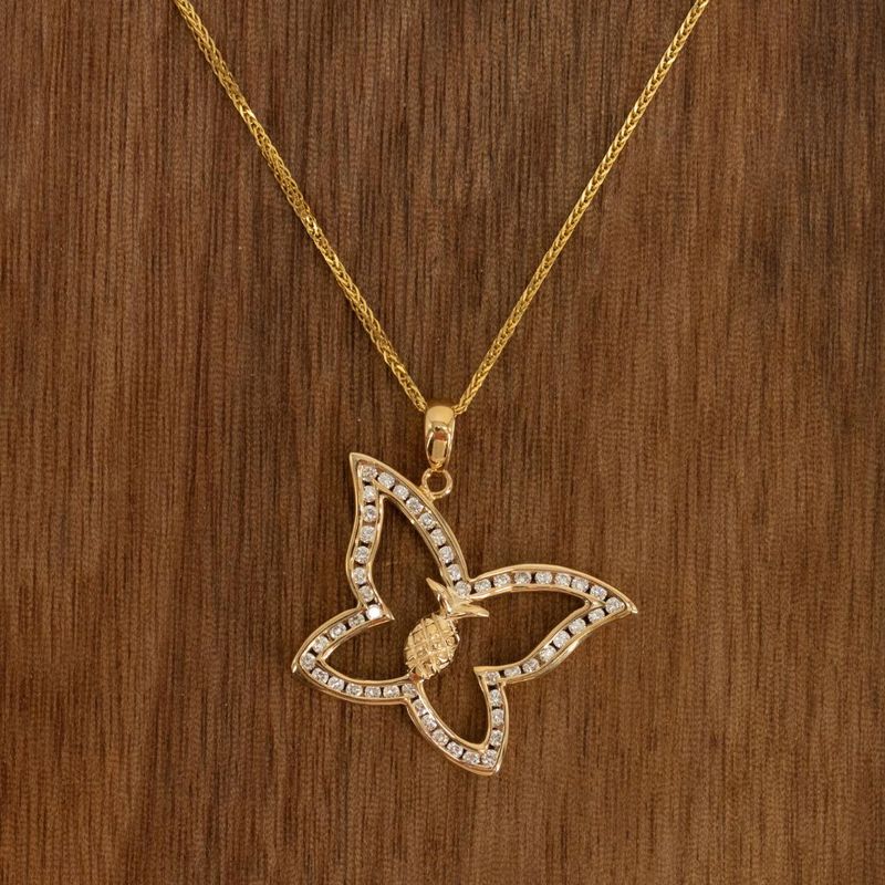 DENNY WONG 14K YELLOW GOLD DIAMOND KAPALUA PENDANT