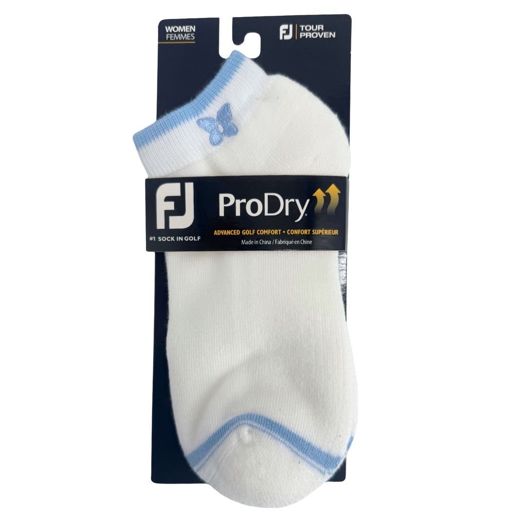 FOOT JOY LADIES SPORTLET SOCK (WHITE/BLUE), Color: WHITE/LIGHT BLUE