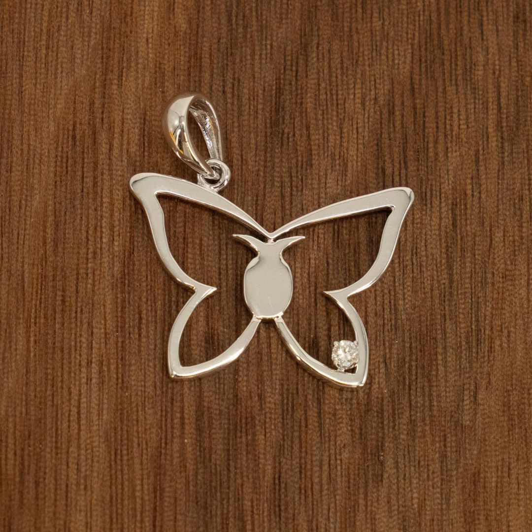 DENNY WONG 14K WHITE GOLD W/DIAMOND KAPALUA PENDANT (29MM)