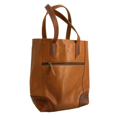 KAPALUA DOUBLE WINE LEATHER TOTE W/ CUSTOM BUTTERFLY LINER