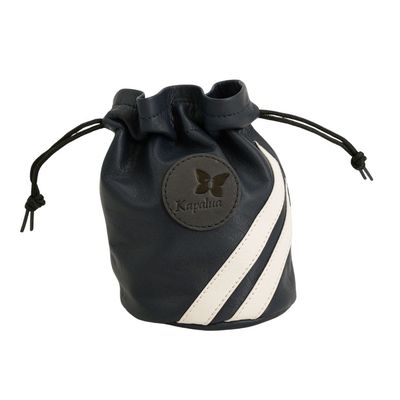 KAPALUA DRAWSTRING LEATHER POUCH W/ CUSTOM BUTTERFLY LINER