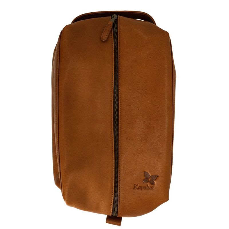 KAPALUA LEATHER SHOE BAG W/ CUSTOM BUTTERFLY LINER