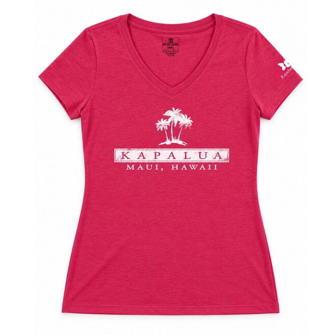 KAPALUA LADIES PALM TREE V-NECK TEE