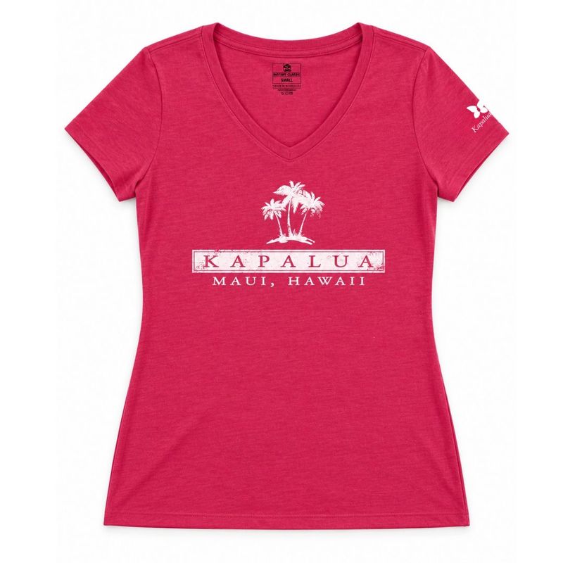 KAPALUA LADIES PALM TREE V-NECK TEE