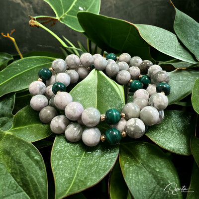 Bracelet en jade et malachite