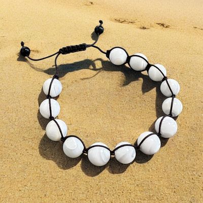 Bracelet Shamballa en nacre blanche